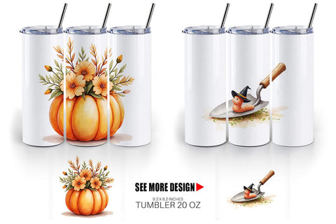 Tumbler Watercolor Garden Ghouls Sublimation artnoy 