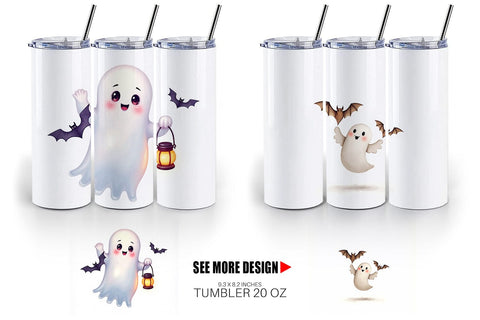 Tumbler Watercolor Ghost Bat Friends Sublimation artnoy 