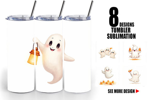 Tumbler Watercolor Ghost Candy Parade Sublimation artnoy 