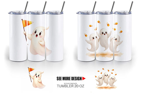 Tumbler Watercolor Ghost Candy Parade Sublimation artnoy 