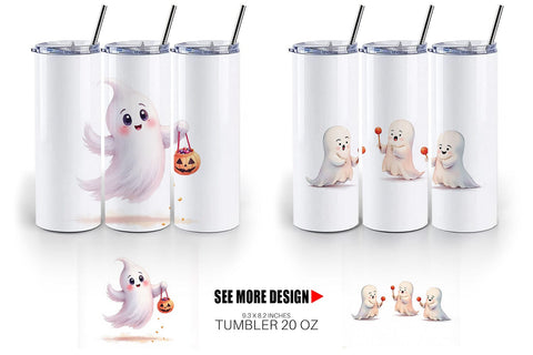 Tumbler Watercolor Ghost Candy Party Sublimation artnoy 
