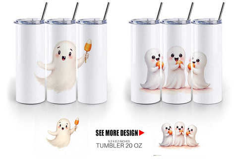 Tumbler Watercolor Ghost Candy Party Sublimation artnoy 