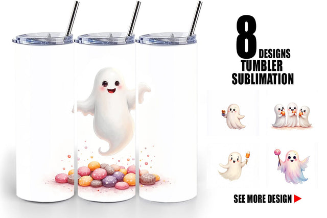 Tumbler Watercolor Ghost Candy Party Sublimation artnoy 