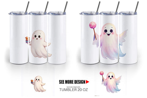 Tumbler Watercolor Ghost Candy Party Sublimation artnoy 
