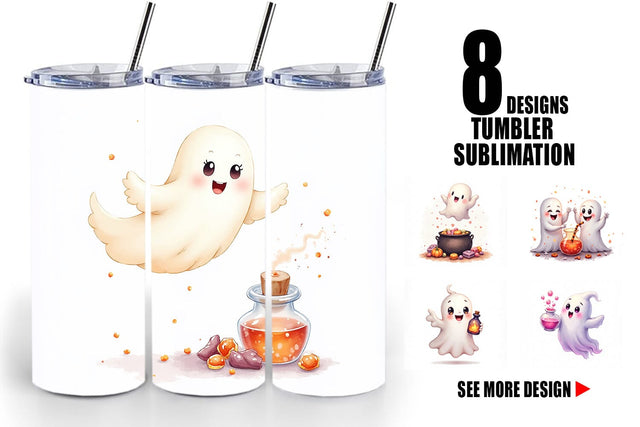 Tumbler Watercolor Ghost Candy Potion Sublimation artnoy 