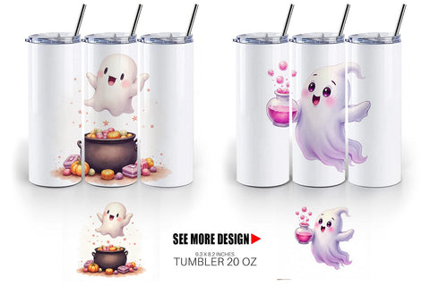 Tumbler Watercolor Ghost Candy Potion Sublimation artnoy 
