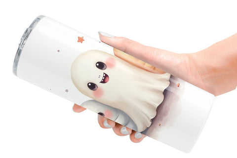 Tumbler Watercolor Ghost Halloween Pets Sublimation artnoy 