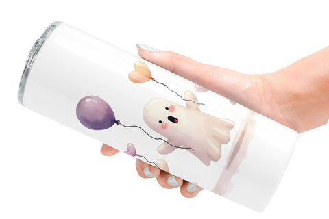 Tumbler Watercolor Ghost Spooky Balloons Sublimation artnoy 