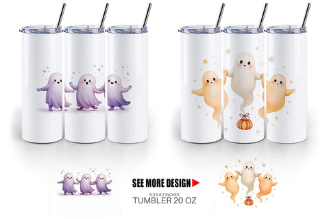Tumbler Watercolor Ghost Trio Sublimation artnoy 