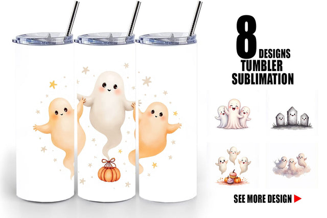 Tumbler Watercolor Ghost Trio Sublimation artnoy 
