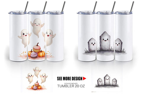 Tumbler Watercolor Ghost Trio Sublimation artnoy 