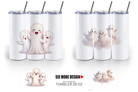 Tumbler Watercolor Ghost Trio Sublimation artnoy 