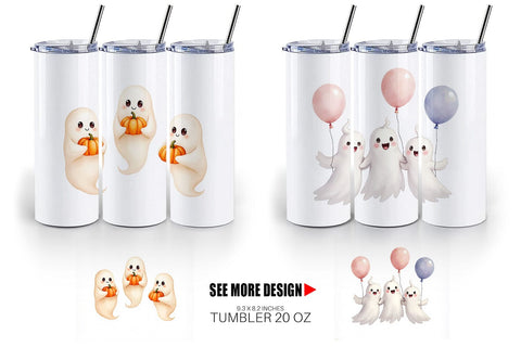 Tumbler Watercolor Ghost Trio Sublimation artnoy 