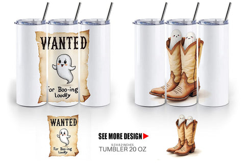 Tumbler Watercolor Ghostly Wild West Sublimation artnoy 