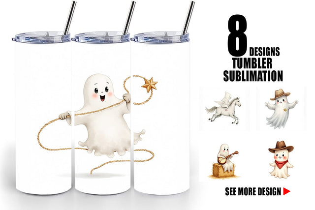 Tumbler Watercolor Ghostly Wild West Sublimation artnoy 