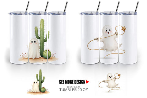 Tumbler Watercolor Ghostly Wild West Sublimation artnoy 