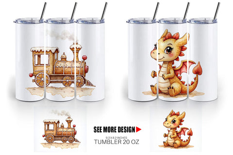 Tumbler Watercolor Gingerbread Friends Sublimation artnoy 