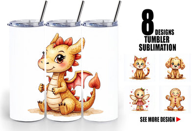 Tumbler Watercolor Gingerbread Friends Sublimation artnoy 