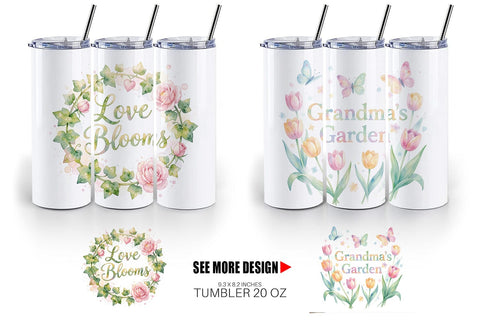 Tumbler Watercolor Grandma Garden Love Quotes Sublimation artnoy 