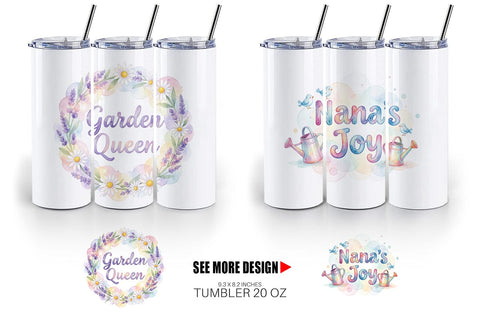 Tumbler Watercolor Grandma Garden Love Quotes Sublimation artnoy 