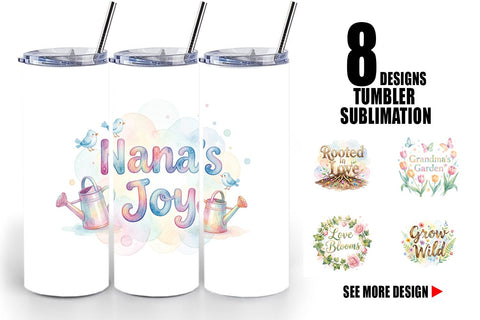 Tumbler Watercolor Grandma Garden Love Quotes Sublimation artnoy 