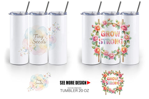 Tumbler Watercolor Grandma Little Sprout Quote Sublimation artnoy 