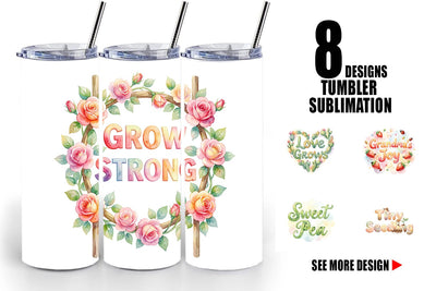Tumbler Watercolor Grandma Little Sprout Quote Sublimation artnoy 