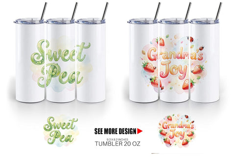 Tumbler Watercolor Grandma Little Sprout Quote Sublimation artnoy 
