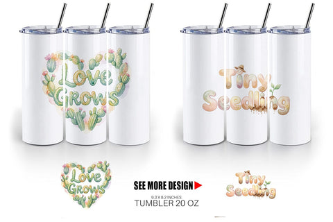 Tumbler Watercolor Grandma Little Sprout Quote Sublimation artnoy 