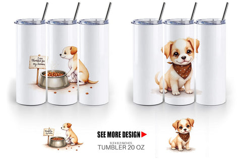 Tumbler Watercolor Grateful Pups Kittens Sublimation artnoy 