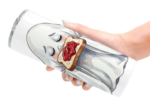 Tumbler Watercolor Groggy Morning Coffee Ghost Sublimation artnoy 