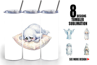Tumbler Watercolor Groggy Morning Coffee Ghost Sublimation artnoy 