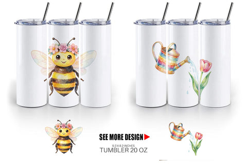 Tumbler Watercolor Groovy Retro Floral Garden Sublimation artnoy 