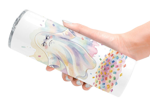 Tumbler Watercolor Grumpy Anti Social Ghost Sublimation artnoy 