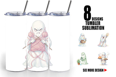 Tumbler Watercolor Grumpy Ghost Home Disasters Sublimation artnoy 