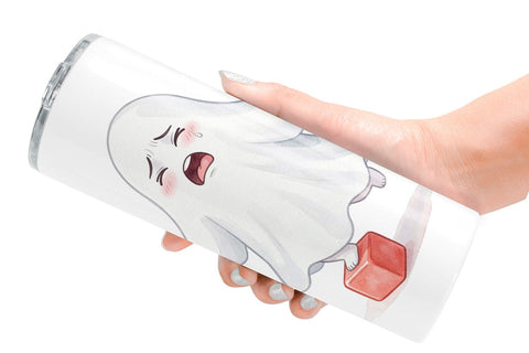 Tumbler Watercolor Grumpy Ghost Home Disasters Sublimation artnoy 