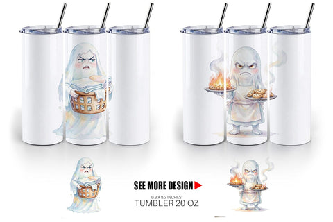 Tumbler Watercolor Grumpy Ghost Home Disasters Sublimation artnoy 