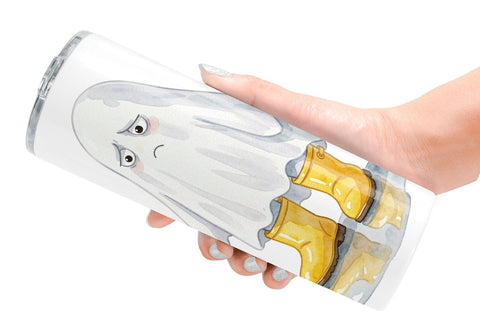 Tumbler Watercolor Grumpy Rainy Day Ghost Art Sublimation artnoy 