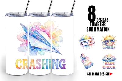 Tumbler Watercolor Grumpy Sky Travel Quotes Sublimation artnoy 