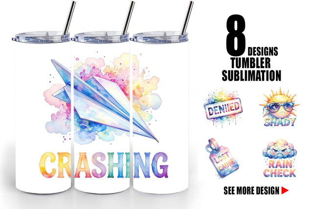 Tumbler Watercolor Grumpy Sky Travel Quotes Sublimation artnoy 