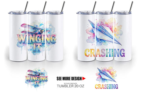 Tumbler Watercolor Grumpy Sky Travel Quotes Sublimation artnoy 