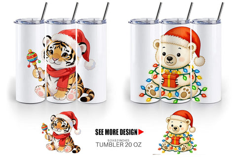 Tumbler Watercolor Happy Holidays Sublimation artnoy 