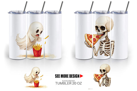 Tumbler Watercolor Haunted Junk Food Sublimation artnoy 