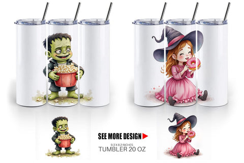 Tumbler Watercolor Haunted Junk Food Sublimation artnoy 