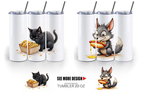 Tumbler Watercolor Haunted Junk Food Sublimation artnoy 