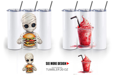 Tumbler Watercolor Haunted Junk Food Sublimation artnoy 