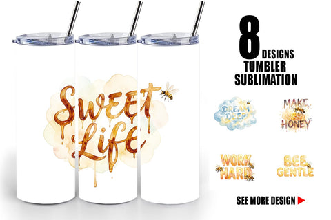 Tumbler Watercolor Honeycomb Bee Motivation Quotes Sublimation artnoy 