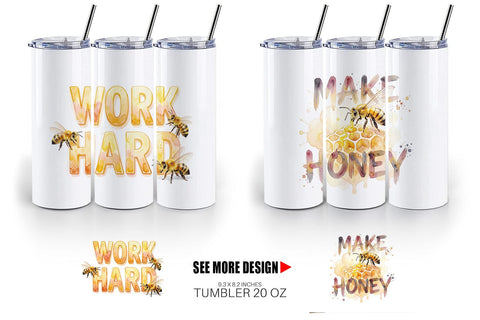 Tumbler Watercolor Honeycomb Bee Motivation Quotes Sublimation artnoy 