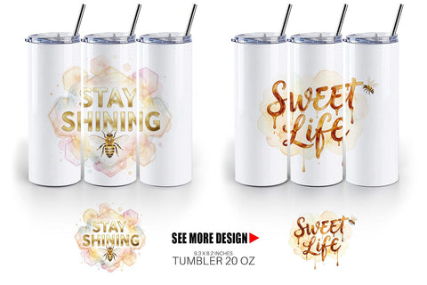 Tumbler Watercolor Honeycomb Bee Motivation Quotes Sublimation artnoy 