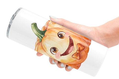 Tumbler Watercolor Kawaii Cute Pastel Pumpkin Sublimation artnoy 